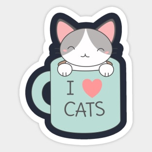 Kawaii I love cats kitten t-shirt Sticker